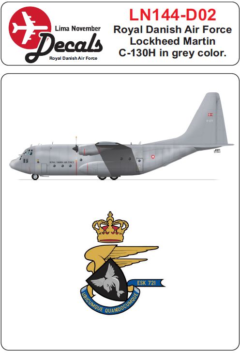 Lima November LN144-D02 1:144 Royal Danish Air Force Lockheed C-130H Hercules Grey scheme