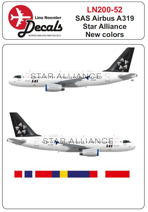 Lima November LN200-52 1:200 SAS Airbus A319 new Star Alliance scheme