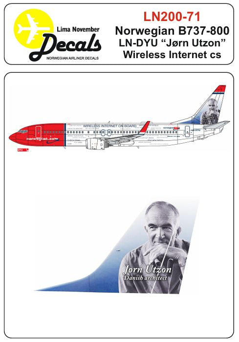 Lima November LN200-71 1:200 Norwegian Boeing 737-800 LN-DUY “Jørn Utzon/Wifi”