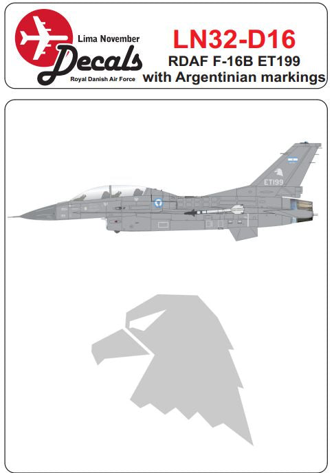 Lima November LN32-D16 1:32 RDAF/Royal Danish Air Force F-16B ET199 with Argentinian markings