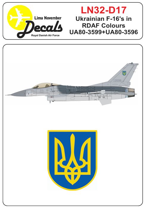 Lima November LN32-D17 1:32 Ukrainian F-16A's in RDAF/Royal Danish Air Force colors