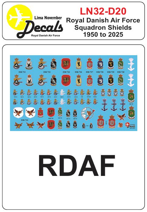 Lima November LN32-D20 1:32 RDAF Squadron Shields 1950-2025