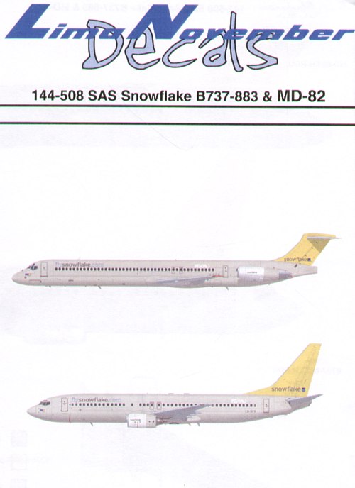 Lima November LN44508 1:144 Boeing 737-883 and McDonnell-Douglas MD-82 (2) SAS Fly SNOWFLAKE.com. LN-RPN/-RPS and LN-ROS/U