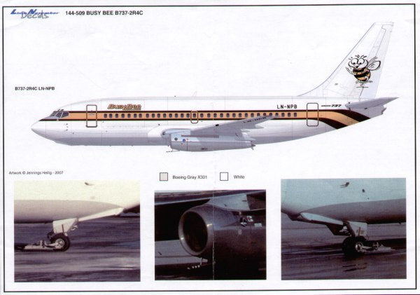 Lima November LN44509 1:144 Boeing 737-2R4C BUSY BEE Airline LN-NPB with variations to scheme