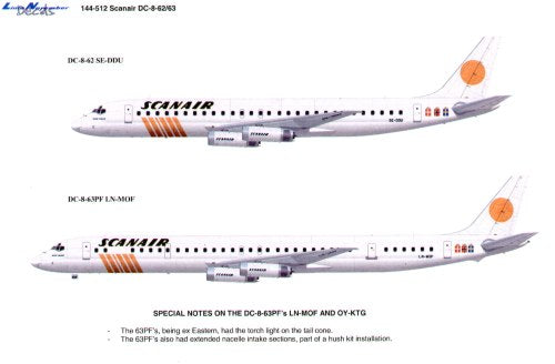Lima November LN44512 1:144 Douglas DC-8-62/63 SCANAIR Old and New schemes.