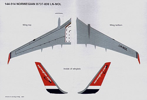 Lima November LN44514 1:144 Boeing 737-800 LN-NOL Norwegian with the 6000th tail motif.