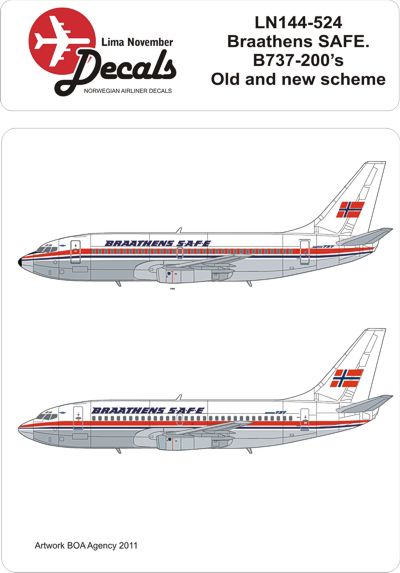 Lima November LN44524 1:144 Boeing 737-200 Braathens SAFE old and new schemes