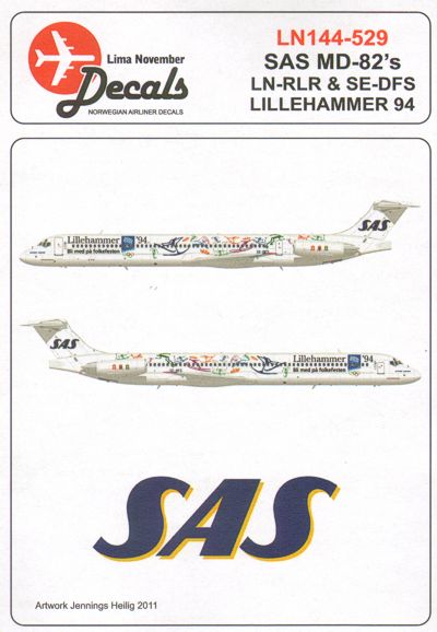 Lima November LN44529 1:144 MD-82 SAS 1994 winter Olympic Games special livery SE-DFS and LN-RLR Lillehammer '94.