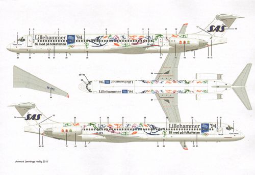 Lima November LN44529 1:144 MD-82 SAS 1994 winter Olympic Games special livery SE-DFS and LN-RLR Lillehammer '94.