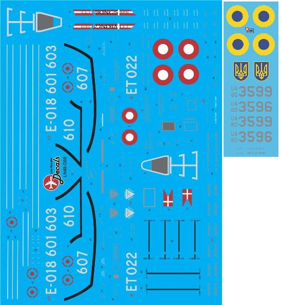 Lima November LN48-D24 1:48 Ukrainian F-16A's in RDAF/Royal Danish Air Force colors