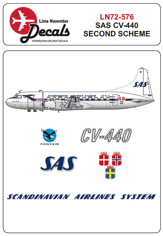 Lima November LN72-576 1:72 SAS Convair CV-440 second scheme with masks for windows and wheels