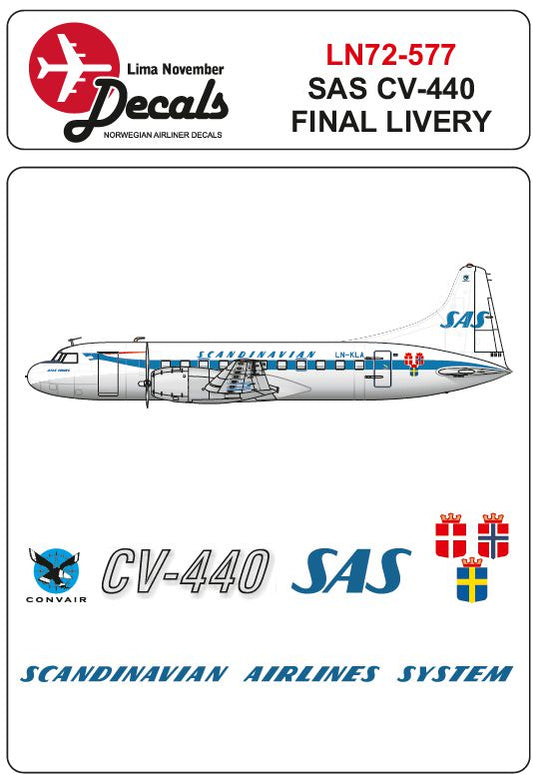 Lima November LN72-577 1:72 SAS Convair CV-440 final scheme with masks for windows and wheels