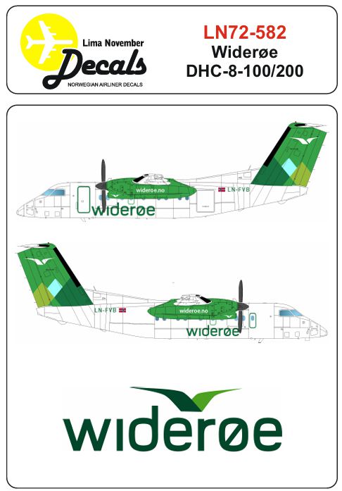 Lima November LN72-582 1:72 Widerøe de Havilland Canada DC-8-100/DC-8-200 with windows masks [Bombardier Dash 8]