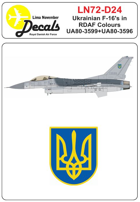 Lima November LN72-D24 1:72 Ukrainian F-16A's in RDAF/Royal Danish Air Force colours