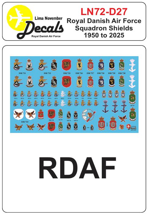Lima November LN72-D27 1:72 RDAF Squadron Shields 1950-2025