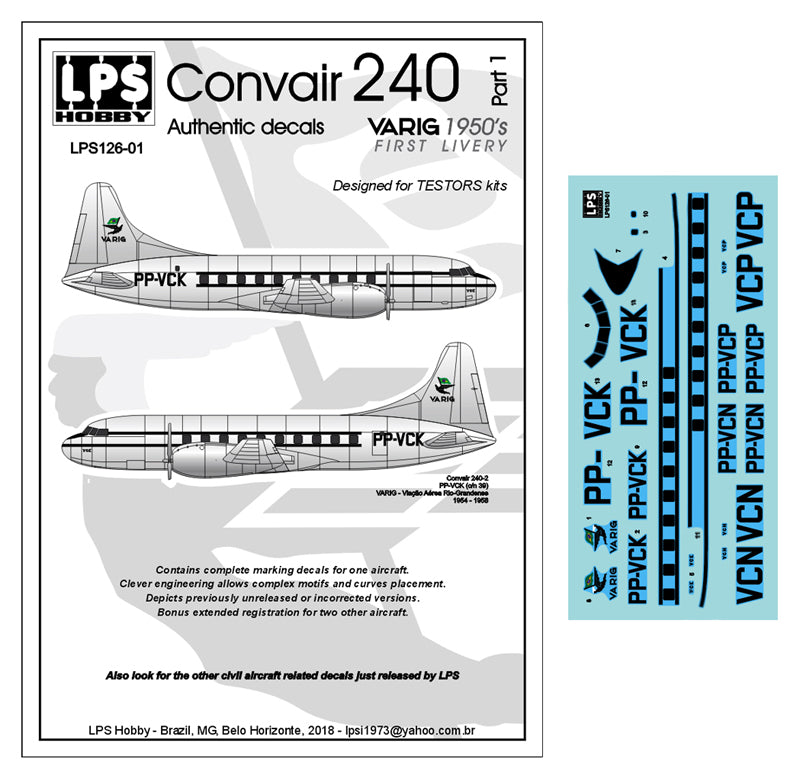 LPS S126-01 1:126 VARIG Convair 240 delivery colors