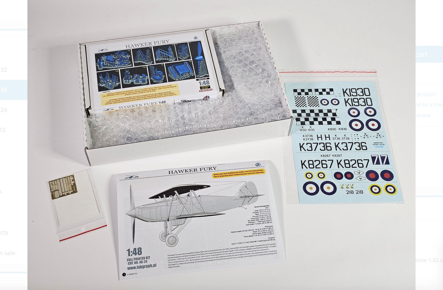 Lukgraph LUK48-24 1:48 Hawker Fury British Service Resin Kit