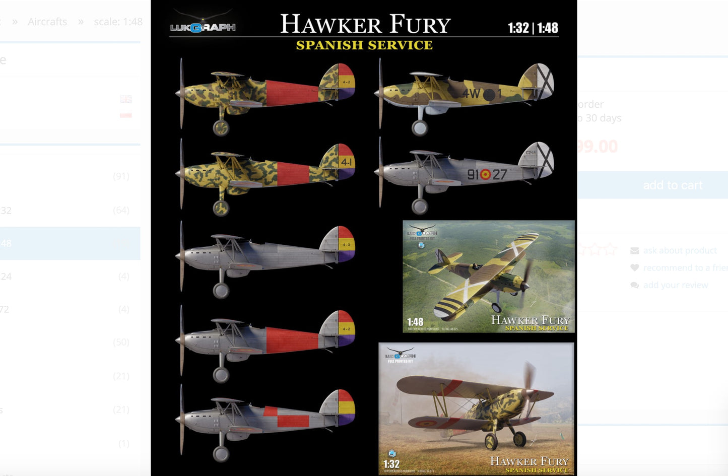 Lukgraph 48-025 1:48 Hawker Fury Spanish Service