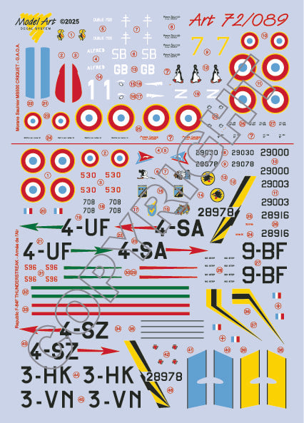 Model Art 72089 1:72 * Morane-saulnier MS.500 Criquet in Indochina* F-84F Thunderstreak in ArmÃ©e de l'Air service