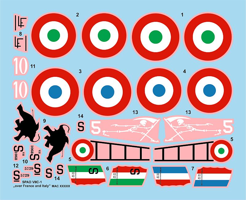 MAC Distribution 72051 1:72 Spad S.VII C.1 'Over France and Italy' new decals
