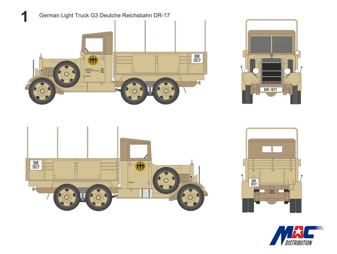 MAC Distribution 72134 1:72 M.B. G3 Kfz.62 'Deutsche Reichsbahn' resin parts (water tank) and a small p/e fret included