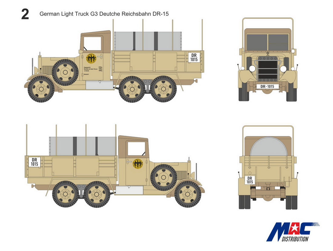 MAC Distribution 72134 1:72 M.B. G3 Kfz.62 'Deutsche Reichsbahn' resin parts (water tank) and a small p/e fret included