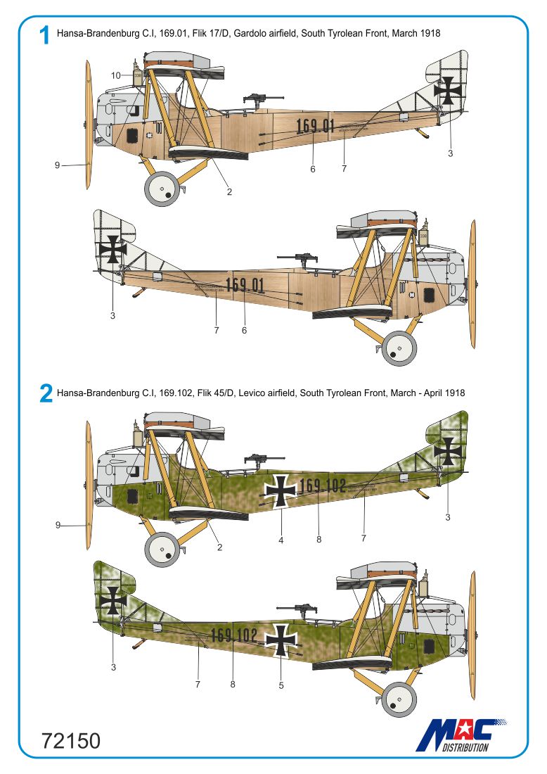 MAC Distribution 72150 1:72 Hansa-Brandenburg C.I Srs. 169 South Tyrolean Front