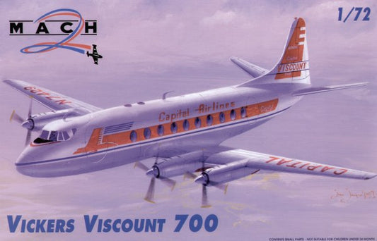 Mach 2 7246 1:72 Vickers Viscount 700 with decals for Capitol Airlines and BEA