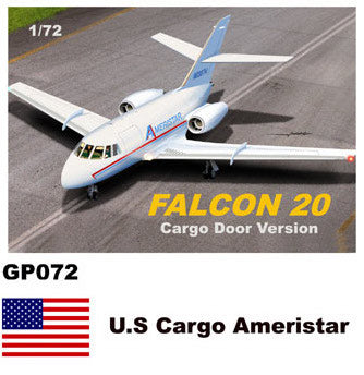 Mach 2 GP072 1:72 Dassault-Mystere Falcon 20 Decals U.S. Cargo Ameristar (cargo door version)