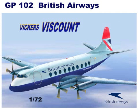 Mach 2 GP102 1:72 Vickers Viscount 700 with decals for British Airways