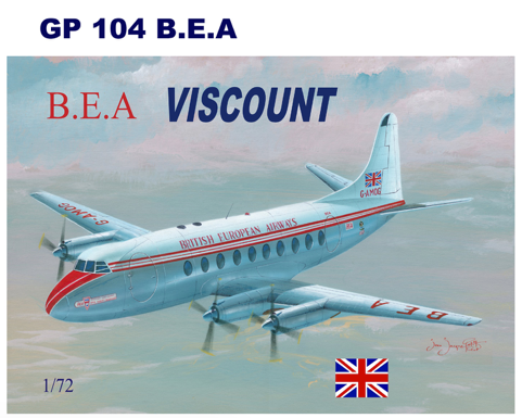 Mach 2 GP104 1:72 Vickers Viscount 700 with decals for British Europea ...