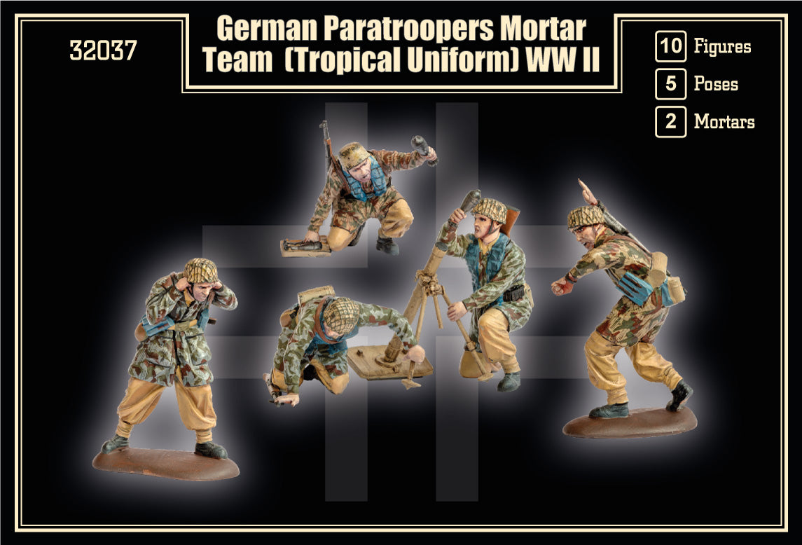 Mars 32037 1:32 WWII German Paratrooper Mortar Team in Tropical Uniform