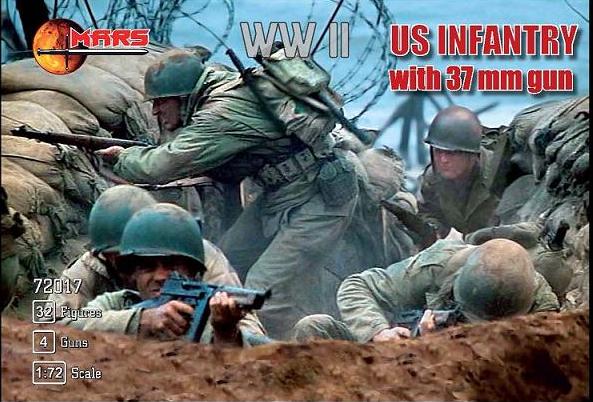 Mars 72017 1:72 WWII US Infantry with 37mm Gun