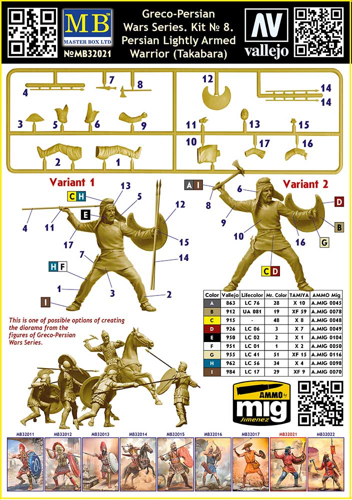 Master Box MB32021 1:32 Greco-Persian Wars Series. Lightly Armed Warrior (Takabara)