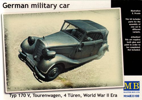 Master Box MAS35100 1:350 German Military Car, Typ 170 V Tourenwagen 4 Turn 1937-1940 (Mercedes)