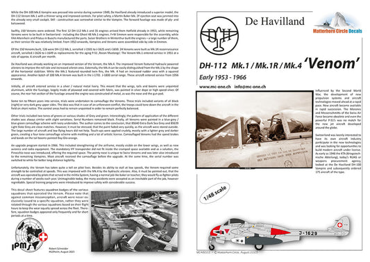Matterhorn Circle 48022 1:48 de Havilland DH-112 Venom Mk.1 / Mk.1R / Mk.4 Early