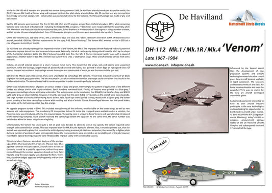Matterhorn Circle 48023 1:48 de Havilland DH-112 Venom Mk.1 / Mk.1R / Mk.4 Late