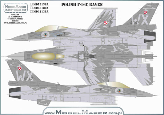 Model Maker Decals MD32138A 1:32 F-16C RAVEN WX-4047 100TH Anniversary of Polish Air Force