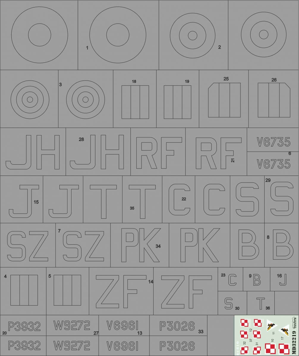 Model Maker Decals MD32219 1:32 Hawker Hurricane Mk.II/Mk.IV in Polish service part 1