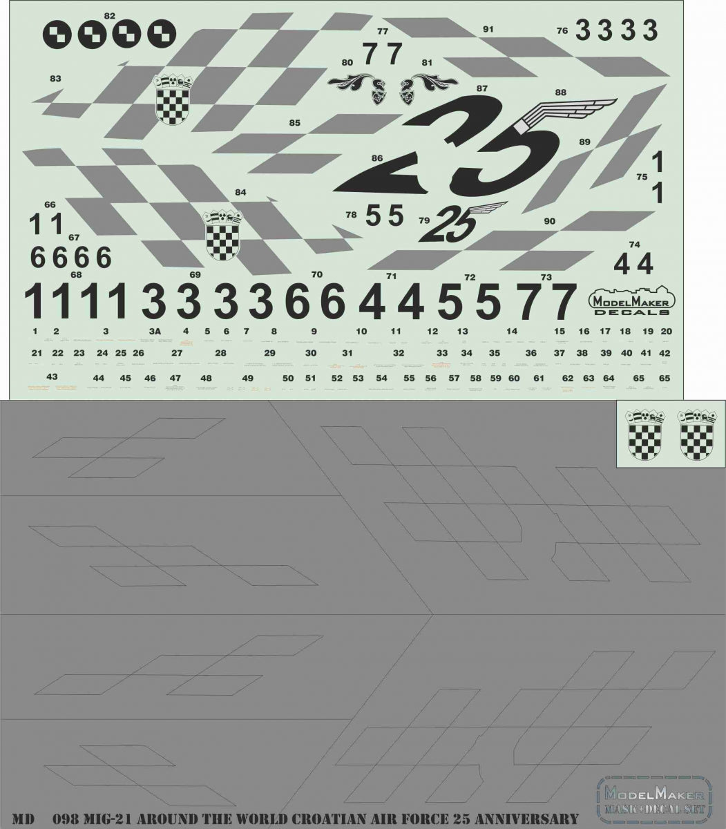 Model Maker Decals MD48098 1:48 MiG-21bis Around the World Croatian Air Force 25 anniversary