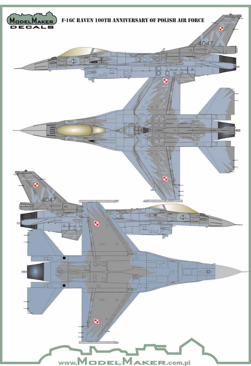 Model Maker Decals MD48138A 1:48 F-16C RAVEN 100TH Anniversary of Polish Air Force
