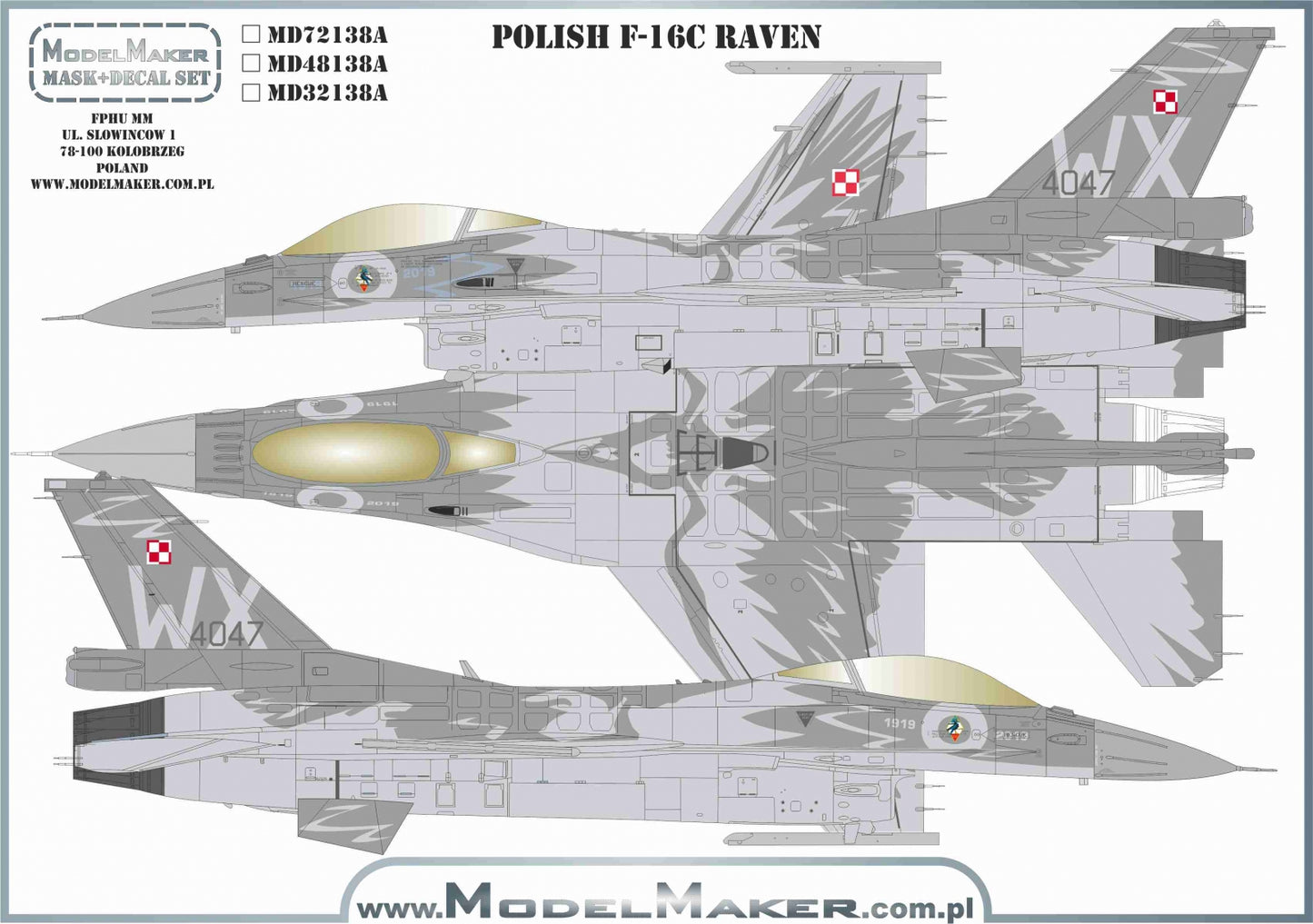 Model Maker Decals MD72138A 1:72 Polish F-16C - Raven - refreshed set