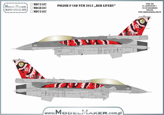 Model Maker Decals MD72187 1:72 Polish F-16D NTM 2013 'Red livery'