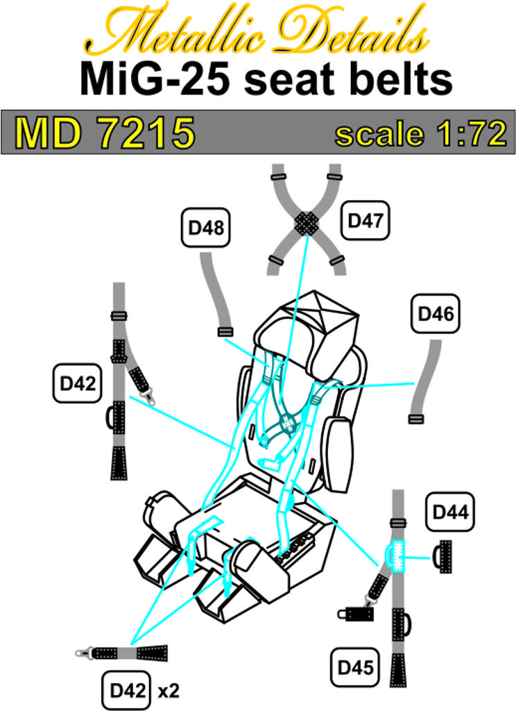 Metallic Details MD7215 1:72 Mikoyan MiG-25 seatbelts