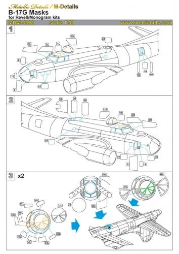 Metallic Details MDM4808 1:48 B-17G Flying Fortress self-adhesive canopy mask