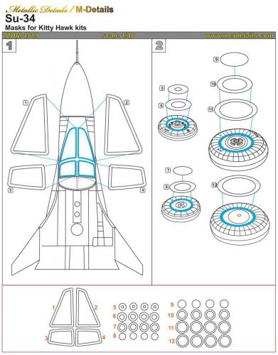 Metallic Details MDM4819 1:48 Sukhoi Su-34 Masks