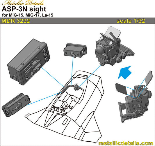 Metallic Details MDR3232 1:32 ASP-3N sight for MiG-15, MiG-17, La-15