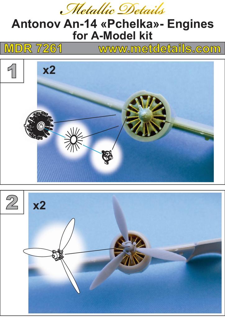 Metallic Details MDR7261 1:72 Antonov An-14 Pchelka engines