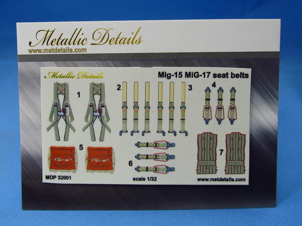 Metallic Details MDP32001 1:32 Mikoyan MiG-15/MiG-17 seat belts (