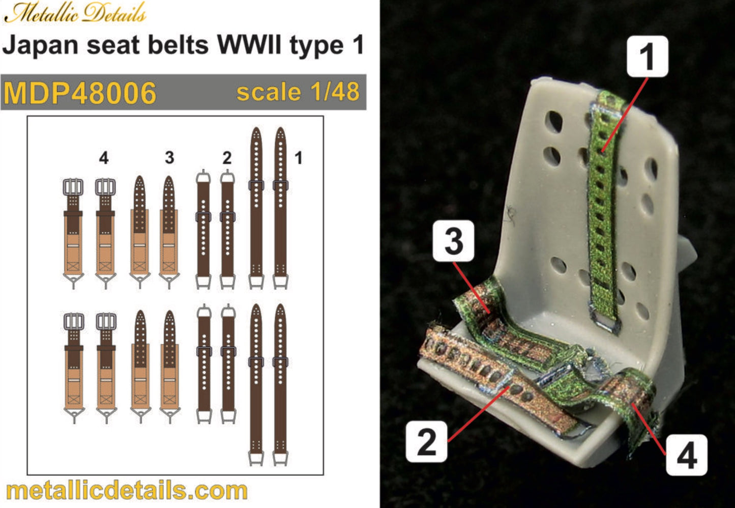 Metallic Details MDP48006 1:48 Japan seat belts WWII type 1